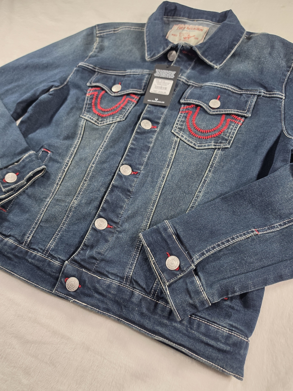 True Religion Men's Denim Jacket Dark Hawk's Eye NWT $184